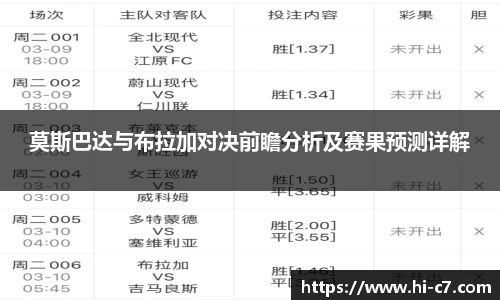 莫斯巴达与布拉加对决前瞻分析及赛果预测详解